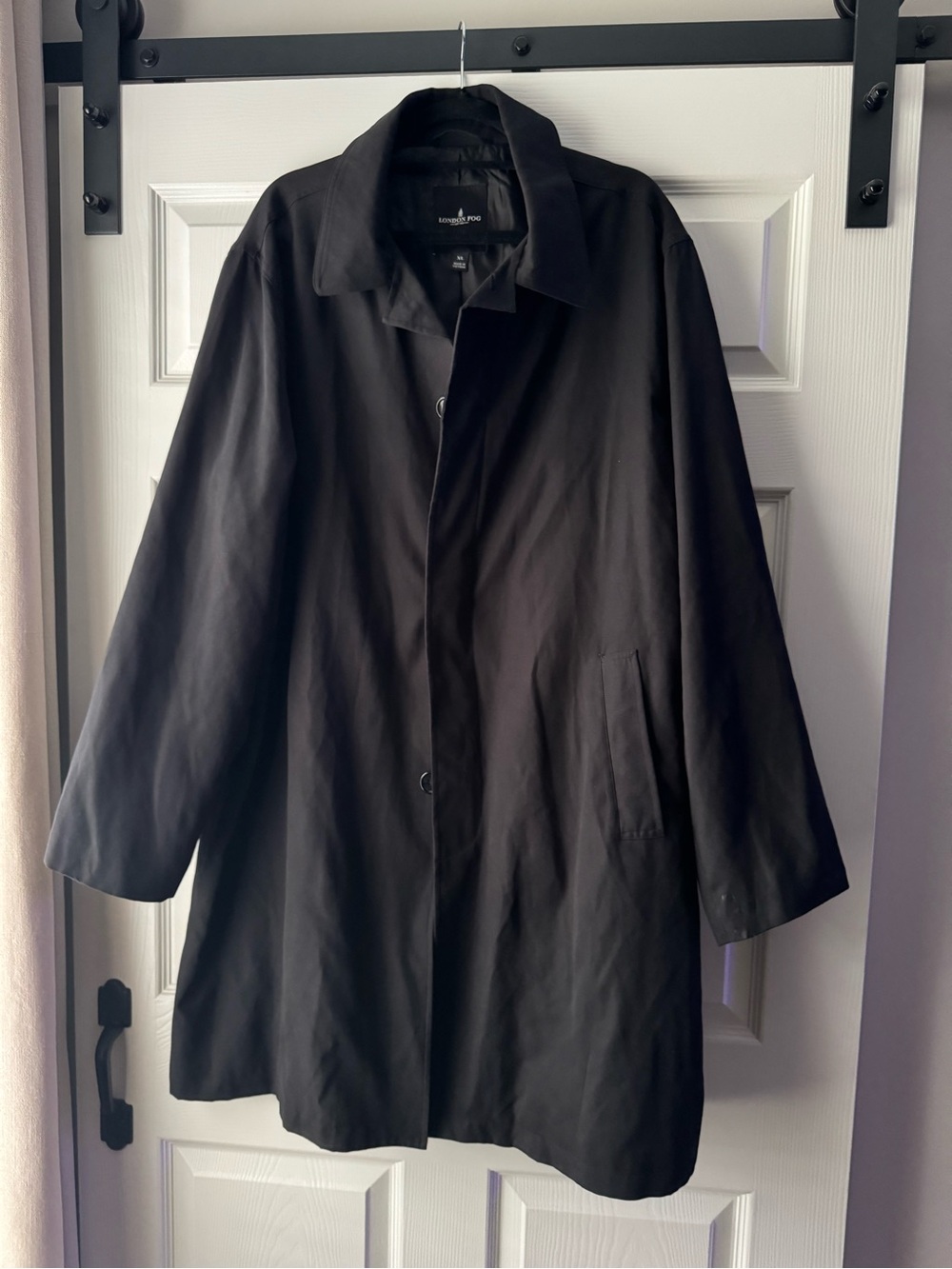 Vintage London Fog Black Trench Coat XL Lightweight Rain Coat Lined